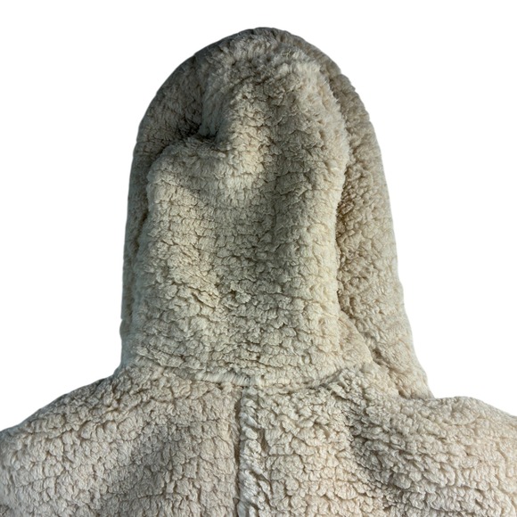 CHICME‎ Cozy Fleece Teddy Coat Hooded Beige Button Front Oversized Women M - Picture 10 of 14